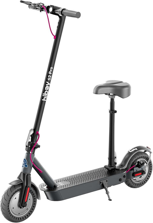 Hiboy S2 Pro/S2 MAX Electric Scooter, 500W Motor, 10" Solid Tires, 25-40.4 Miles Range, 19 Mph Folding Commuter Electric Scooter for Adults (Optional Seat)