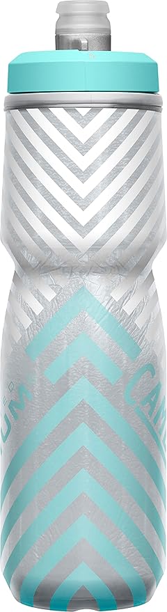 CamelBak Podium Chill Bike Insulated Squeeze Water Bottle Grey/Teal Stripe, 24oz