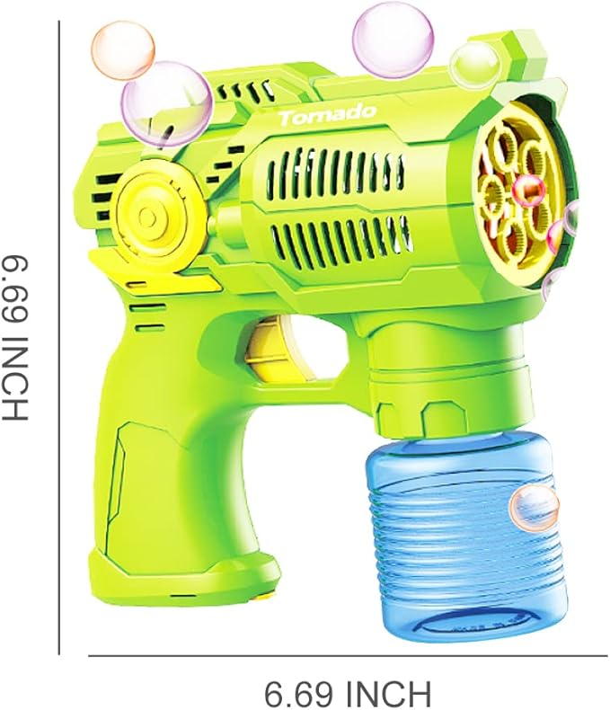 6-Pack Bubble Gun Set with Batteries – Automatic Bubble Blower Toys for Kids & Toddlers | 3 Green + 3 Orange Bubble Shooters with Solution Included | Outdoor Fun & Ready to Play