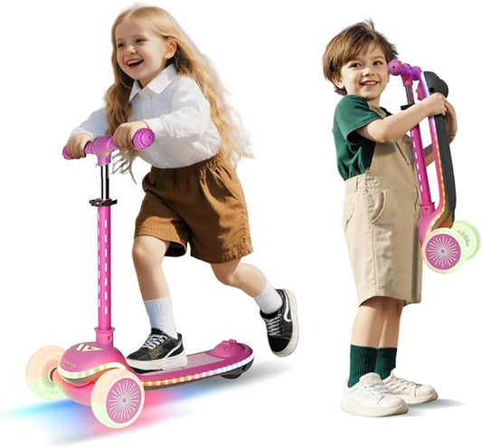 Winhope Kids Kick Scooter, 3 Wheel Scooter for Boy and Girl, LED Lighted Wheels and Widen Deck, Outdoor Ride-On Toys for Kids Aged 3-8