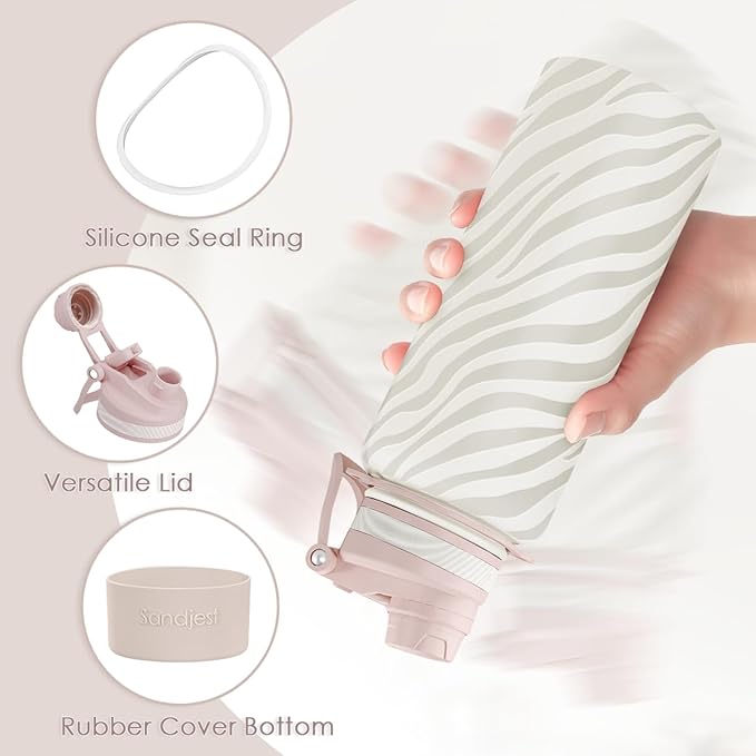 SANDJEST Zebra Skin Stainless Steel Water Bottle with Strap 32oz, Insulated Bottles with Straw and Spout Lid for Gym Sports Travel Outdoor, Gifts for Women Girls Birthday Christmas