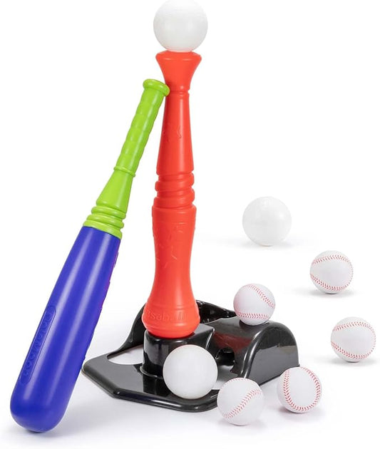 T Ball Sets for Kids 3-5, Baseball Softball Bat Toys Set Batting Tee for Toddlers, 6 Balls Included, for Boys Girls Age 3 Years Indoor Outdoor Sport Playing Game, Blue