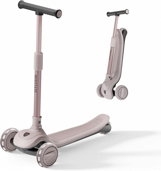 Kick Scooter for Kids Ages 3-18, Max 220 Lbs, Toddler Scooter with Adjustable Lean-To-Steer Switch, Foldable, Wide Anti-Slip Deck, Lightweight, 4 Adjustable Heights, Light up 3 Wheel Scooter