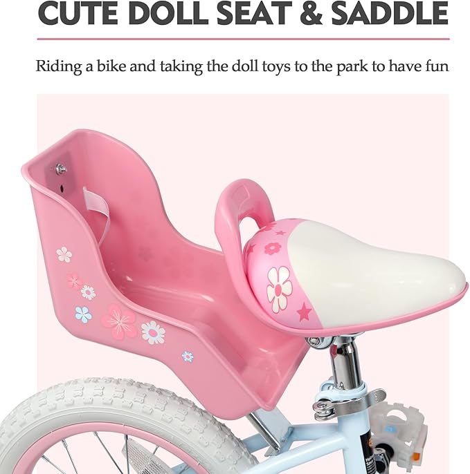 Glerc Petal Girls Bike, 12-18 Inch Kids Bike for Ages 2-9 Years Old Children, Princess Style Kids Bicycle with Training Wheels & Basket & Streamers, Multiple Colors