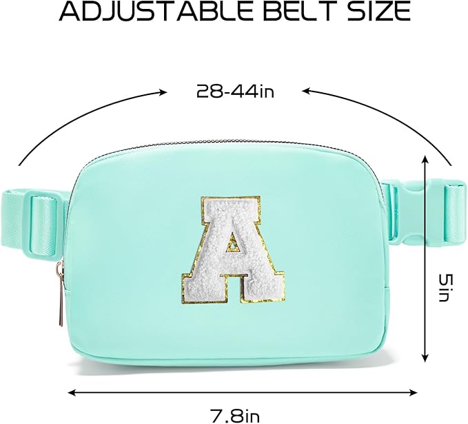 Gitus Birthday Gifts for 8 9 10 11 12 13 Year Old Girls Personalized Fanny Pack Crossbody Bags with Initial Letter Patch Belt Bag for Teen Girls Cute Trendy Stuff Travel Essentials (Mint Green-A)