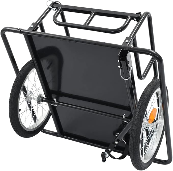 Bike Cargo Trailer, Bicycle Cart Wagon, 110.2 lb Max Load Steel Frame Heavy Duty for Carrying Stuff Luggage Plants Tools, 51.2"x28.7"x19.7" Black