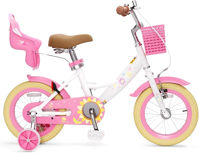 XJD Girls Bike for Toddlers and Kids Ages 2-12 Years Old,12 14 16 Inch Kids Bike with Training Wheels & Basket