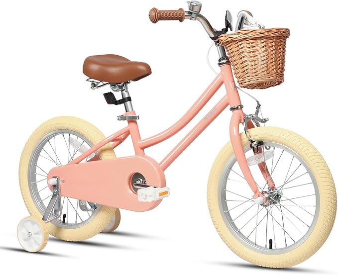 Petimini Girls Bike with Basket for 2-12 Years Old Kids, 12 14 16 18 20 Inch Bicycle with Bell Training Wheels Basket, Multiple Colors