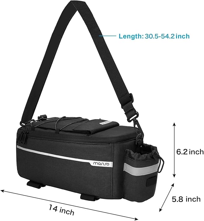MOSISO Bike Rack Bag, Waterproof Bike Trunk Cooler Pouch Insulated Bicycle Rear Seat Pouch Cycling Backseat Storage Cargo Luggage Saddle Shoulder Bag