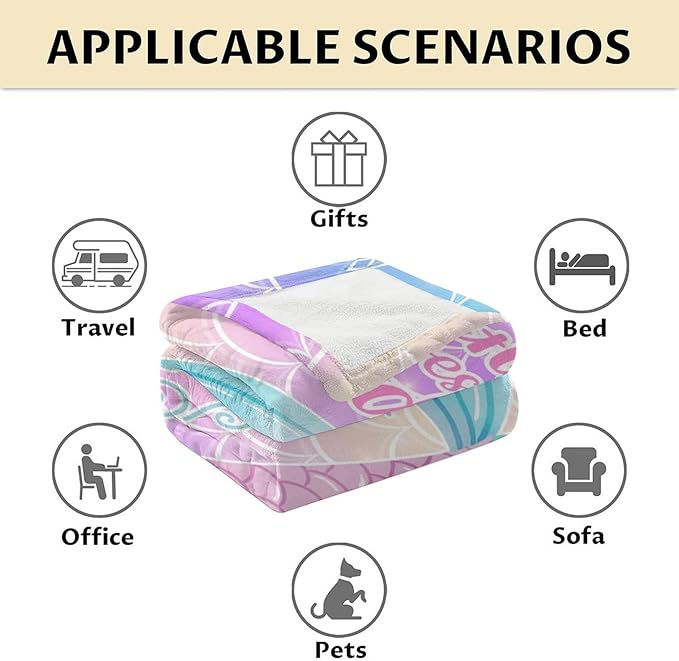 Mermaid Tail Blanket - Soft, Fuzzy & Warm - 50"x60" Throw Size Blanket for Bed, Couch, Sofa - Colorful Cute Throw Gifts for Girls