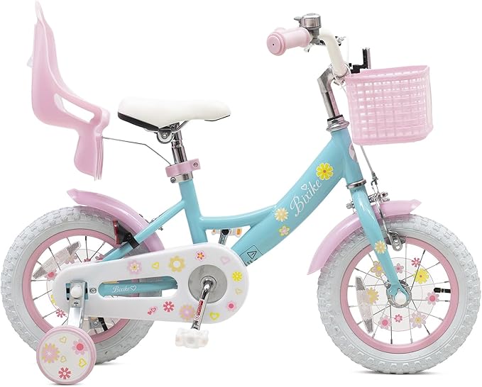 Girls Bike with Basket for Toddlers and Kids Aged 3-14 Years Old, 12 14 16 18 Inch with Training Wheels & Doll Seat, 20 Inch with Kickstand & Rear Rack, Princess Style Bicycle for Gift.