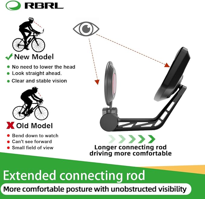 RBRL Bike Mirror Bar End Bike Mirror, Rotatable Bicycle Mirror, Automotive Grade Glass Bike Side Mirrors, Scratch Resistant E-Bike Universal Rearview Mirrors for Mountain bike (Right)
