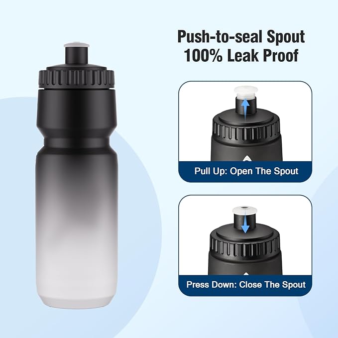Squeeze Water Bottle 32oz, 2Pack Bike Water Bottle Leak Proof, 1000ml BPA Free for All Fitness and Cycling Fast Flow Valve