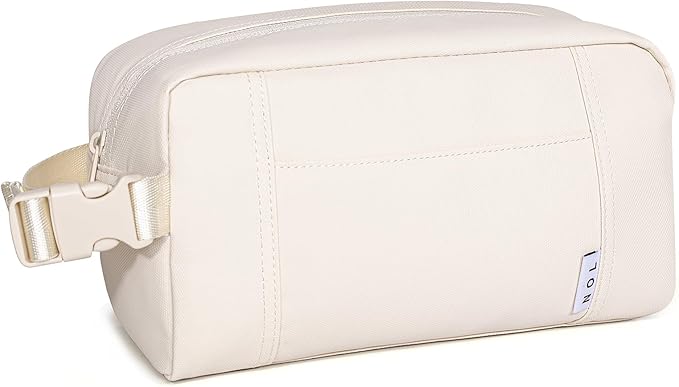 NOL Natural Organic Lifestyle Freezable Snack Bag, Leakproof Cooler Lunch Bag, Reusable, Zip Closure with Buckle Handle Nylon Waterproof Snack Box for Work Travel-Cream