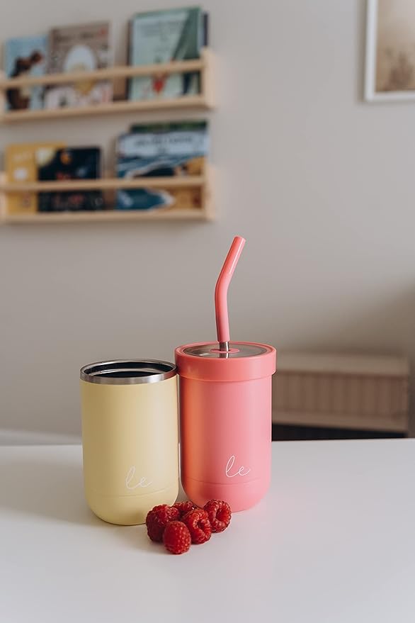 Toddler straw cups spill proof | Set of 2 Stainless steel Baby straw sippy cups for toddlers 3+ year old | Insulated Kids cup tumblers | Best training cups for toddlers 1-3