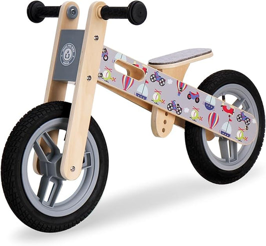 Wooden Toddler Balance Bike, Kids Balance Bike for 3 Year Old with Adjustable Seat, No Pedal Toddler Bicycle for Kids 3-5 for Boys and Girls Birthday Gifts Toys
