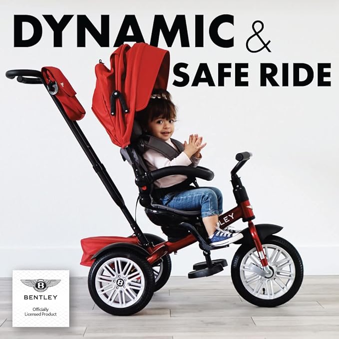 Bentley Trike - All Terrain Toddler Bike 6-in-1, Officially Licensed & Designed by Bentley Motors UK; Baby to Big Kid Tricycle is a Compelling Statement of Performance & Luxury, Dragon Red (6m-5y+)