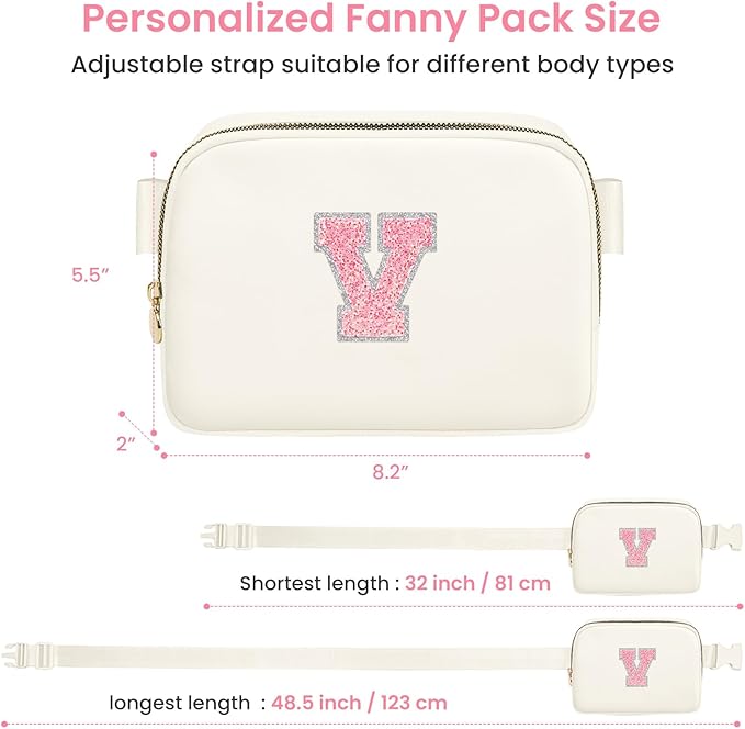 Birthday Gifts for 6 7 8 9 10 11 12 13 Year Old Girls, Fashion Waist Packs Crossbody Bags for Women Girls Kids, Fanny Pack Belt Bag Gift Idea for Tween Daughter Granddaughter Niece (Cream, V)