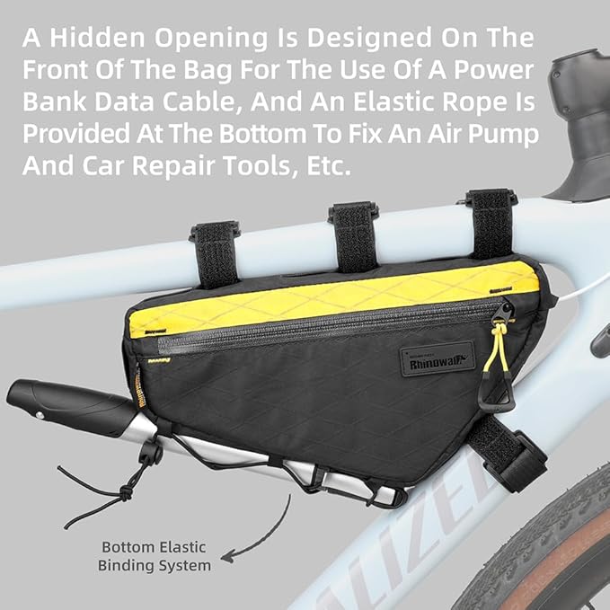 Rhinowalk Bicycle Front Frame Bag Bike Under Top Tube Triangle Bag Lightweight 1.7L Cycling Accessories Nylon Pack Pouch for Mountain Road Bike