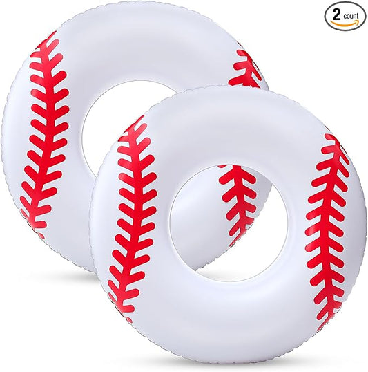 ShinyRelief 2 Pcs Footabll Baseball Soccer Basketball Sport Inflatable Pool Ring Floats Ring Adult Size Inflatable Floats Swimming Pool Tubes Beach Sports Party Lake Use Summer