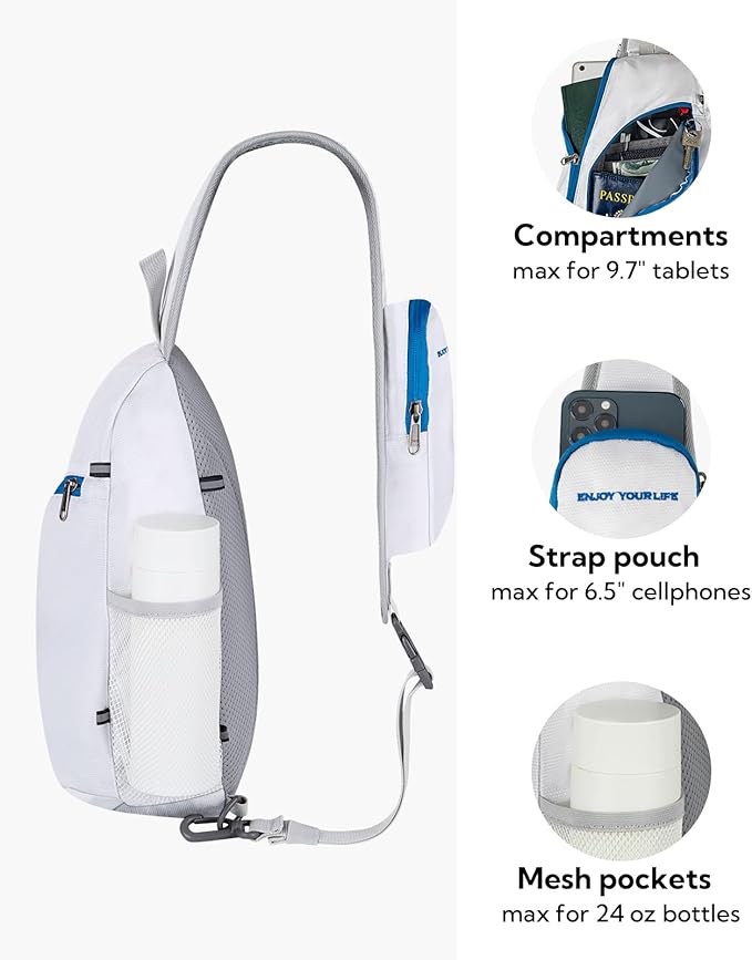 WATERFLY Crossbody Sling Bag Small Water Resistant Backpack Lightweight Shoulder Chest Daypack for Men Women Hiking Travel