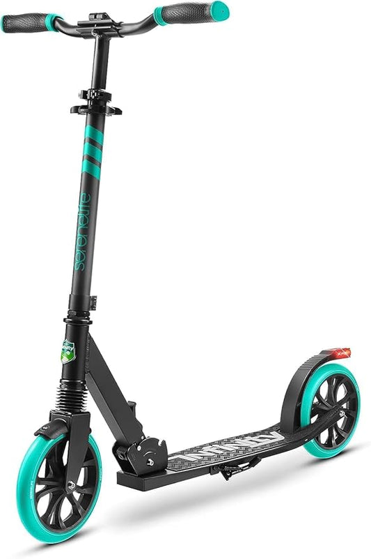 SereneLife Kick Scooter Adult Teenagers Kids- 2 Wheel Kids Scooter with Adjustable T-Bar Handlebar - Alloy Anti-Slip Deck - Portable Folding Scooters for Kids with Carrying Strap