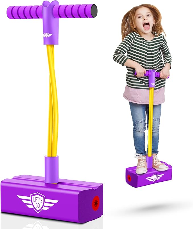 CUUGO LET'S GO! CG Jumping Promotes Growing Taller- Pogo Stick Foam Pogo Jumper for Kids, Toys for 3-12 Year Old Boys Girls Outdoor Toys Indoor Toys Fun Gifts Christmas Stocking Stuffers Gifts