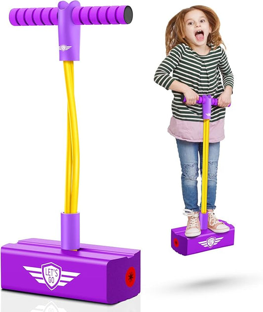 CUUGO LET'S GO! CG Jumping Promotes Growing Taller- Pogo Stick Foam Pogo Jumper for Kids, Toys for 3-12 Year Old Boys Girls Outdoor Toys Indoor Toys Fun Gifts Christmas Stocking Stuffers Gifts