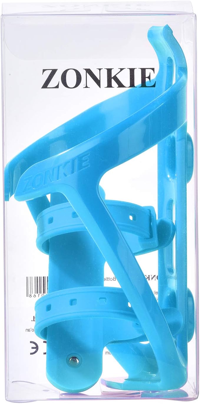 ZONKIE Bicycle Bottle Cages, Plastic Bike Bottle Holder with Cage Mounting Base (Blue)