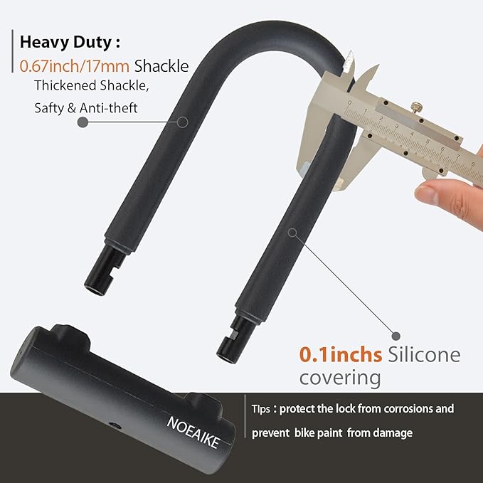 Bike U Lock Heavy Duty Anti Theft with 4ft Security Steel Cable-3 Keys and Mounting Bracket Included,Bicycle Locks Perfect for Road,Mountain,Scooter and Ebike