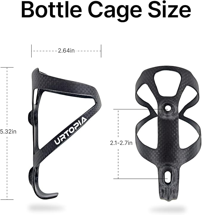 Full Carbon Fiber Bike Water Bottle Holder, Ultra-Light, High Strength Durable Carbon Bottle Cage, Bike Water Bottle Holder Brackets for Road Bike, Mountain Bike, Gravel Bike (2 Pack)