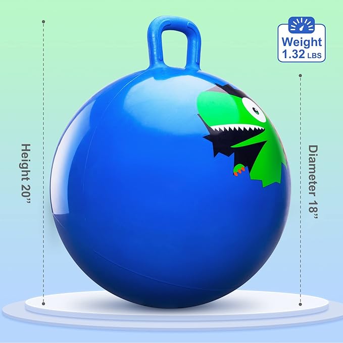 PlayZap Hopper Balls for Kids 3-8, 18 Inches Bouncy Ball with Handle, 18" Inflatable Bouncing Hopper, 45cm Jumping Toys, Garden Hopping Toys Girls Boys Gifts