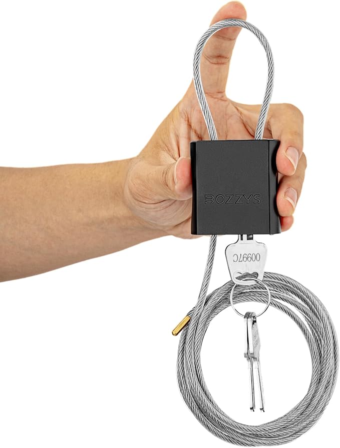 Adjustable Cable Locks with 3 Keys | L 6.56ft x D 1/6in Aluminum Steel Cable Padlock for Bikes, Gate, Lockers & Outdoor Gear | Keyed Different & Black