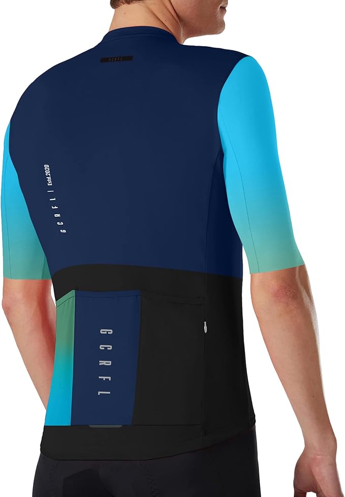 Men's Cycling Jersey Set Cycling Kit Bicycle Jersey Rear Zipper Pocket Bike Bib Shorts with Pockets Race Fit High Density Pad