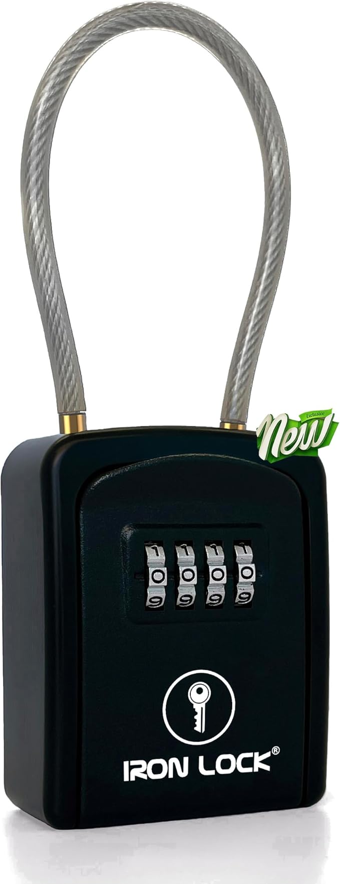 Iron Lock® Portable Key Lock Box with Removable Cable Shackle Indoor Outdoor Waterproof 4 Digit Combo Resettable Code with A B Switch Key Lockbox for Outside Spare Keys for Realtors (Small, Black)