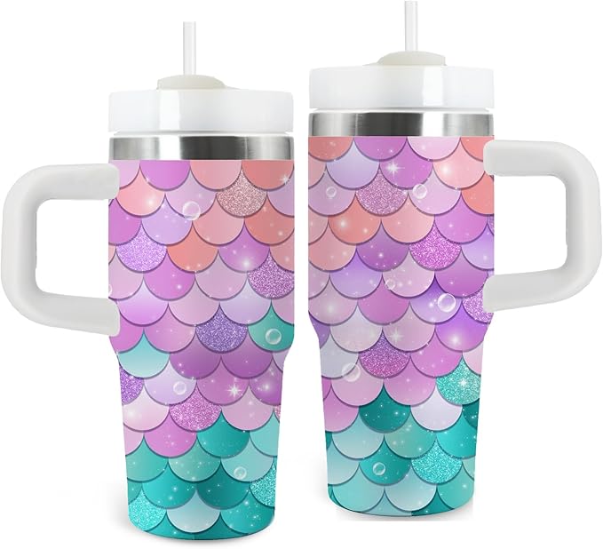 Gifts for Girls - 14oz Kids Themed Tumbler with Handle and Straw, Stainless Steel Insulated Water Cup, for Sport, School, Travel - Colorful Children Birthday Gift Cup(1pc)