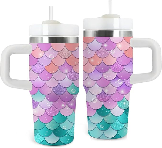 Gifts for Girls - 14oz Kids Themed Tumbler with Handle and Straw, Stainless Steel Insulated Water Cup, for Sport, School, Travel - Colorful Children Birthday Gift Cup(1pc)