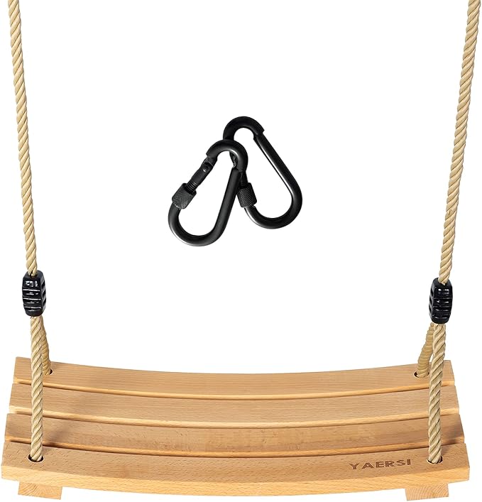 Wooden Tree Swings Tree Swing for Adults Children Kid's Wood Swing Seat with Adjustable Rope 220lbs Load Wooden Swing Set for Indoor Outdoor