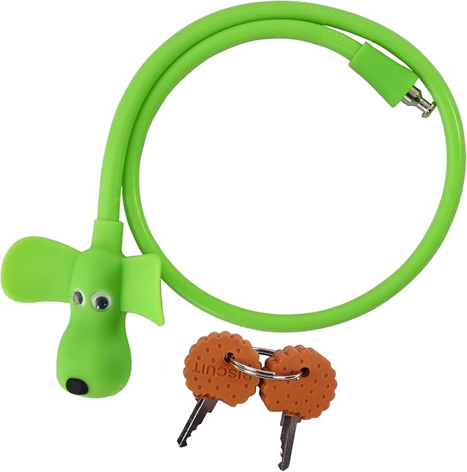 Bike Cable Lock with Keys,Silicone Covered Kids Cable Lock Cartoon Lock,2 Feet Lock for Bike,Door,Skateboard,Helmet and More