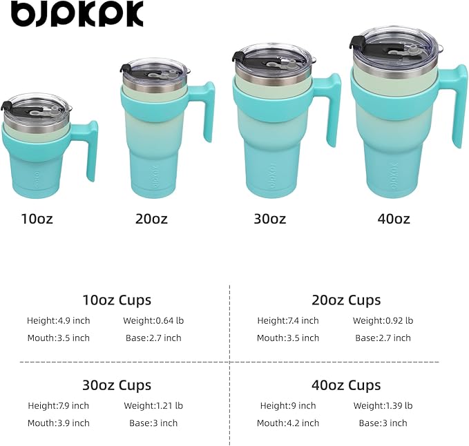 BJPKPK 40 oz Stainless Steel Insulated Tumbler Cups With Handle And Straw And Lid,Mint