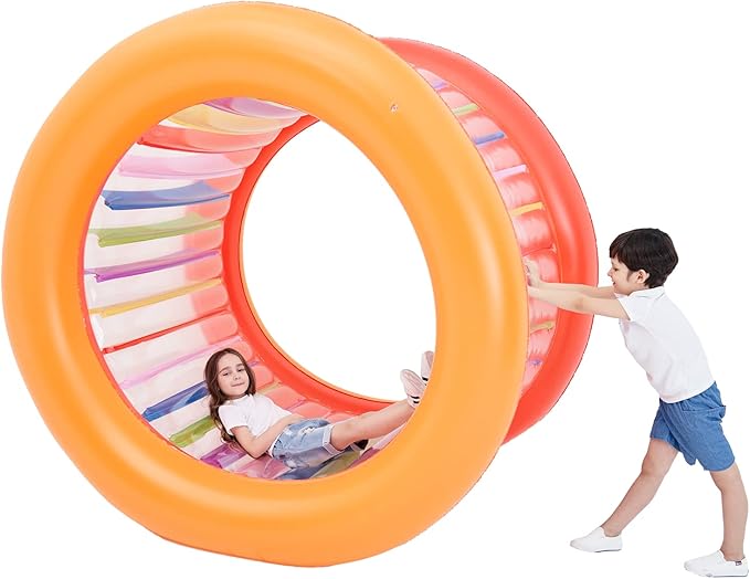 73" Diameter Inflatable Giant Colorful Rolling Wheel for Outdoor Backyard Lawn