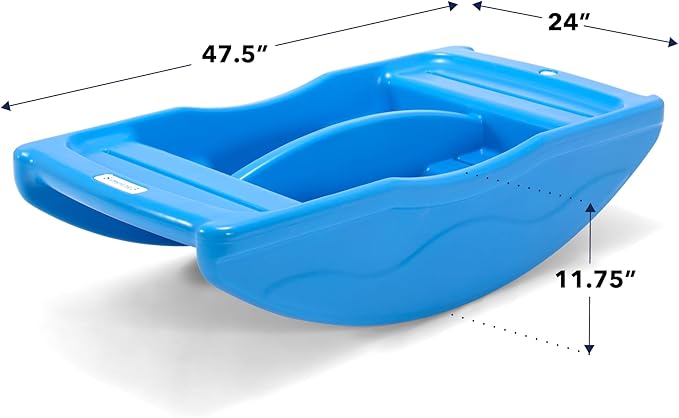 Simplay3 Two Sided Rock and Roll Teeter Totter Seesaw and Climbing Bridge, Fits up to Four Children and Kids for Rocking and Climbing - Indoor/Outdoor, Made in USA (Blue)