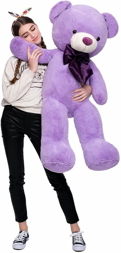 MaoGoLan Giant Purple Teddy Bear 47 inch Life Size Bear Stuffed Animal Plush Toy Valentines Bear for Girls Girlfriend Wife Children Teens