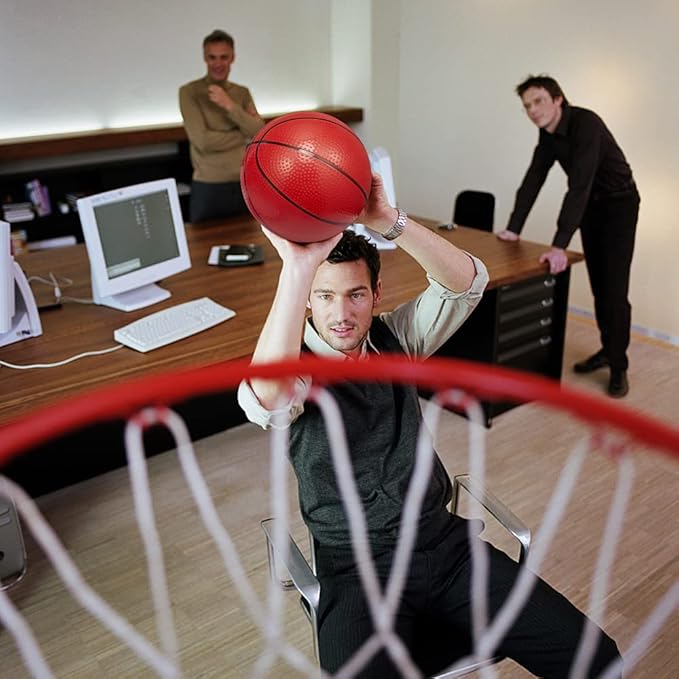 Mini Basketball Hoop Set for Kids Adults, Indoor Play Wall Mount Basketball Hoop for Door with 4 Small Replacement Toddler Basketballs, ABS Backboard Metal Rim Goal Sport Gifts for Pool Game Fun