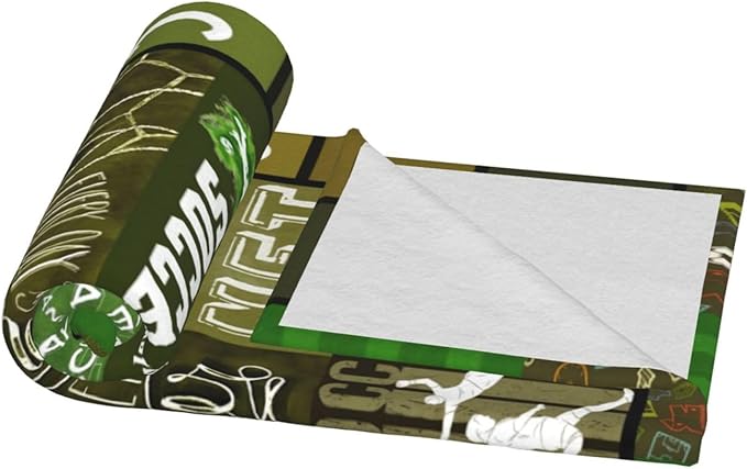 Soccer Blanket Sport Theme Throw Blanket Ultra Soft Cozy Fleece Soccer Gift for Soccer Lover Fuzzy Plush Bedding Blankets for Soccer Team Player Kids Teens Adults Girls Boys Women Men 50"x40"