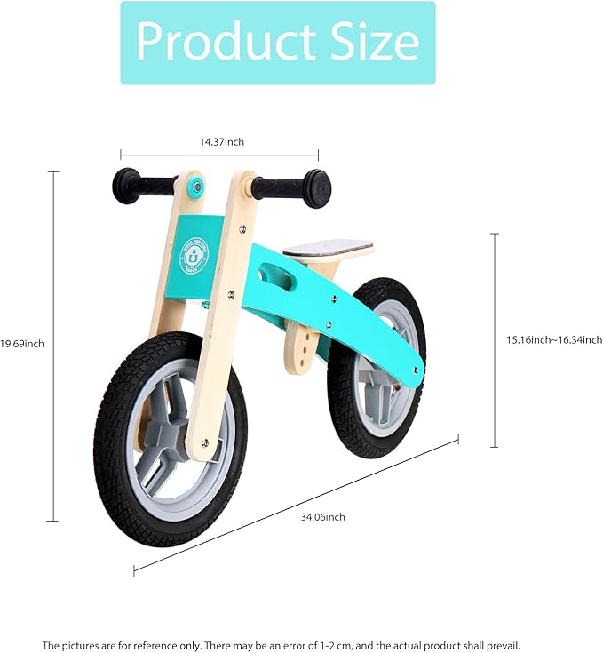 Wooden Toddler Balance Bike, Kids Balance Bike for 3 Year Old with Adjustable Seat, No Pedal Toddler Bicycle for Kids 3-5 for Boys and Girls Birthday Gifts Toys