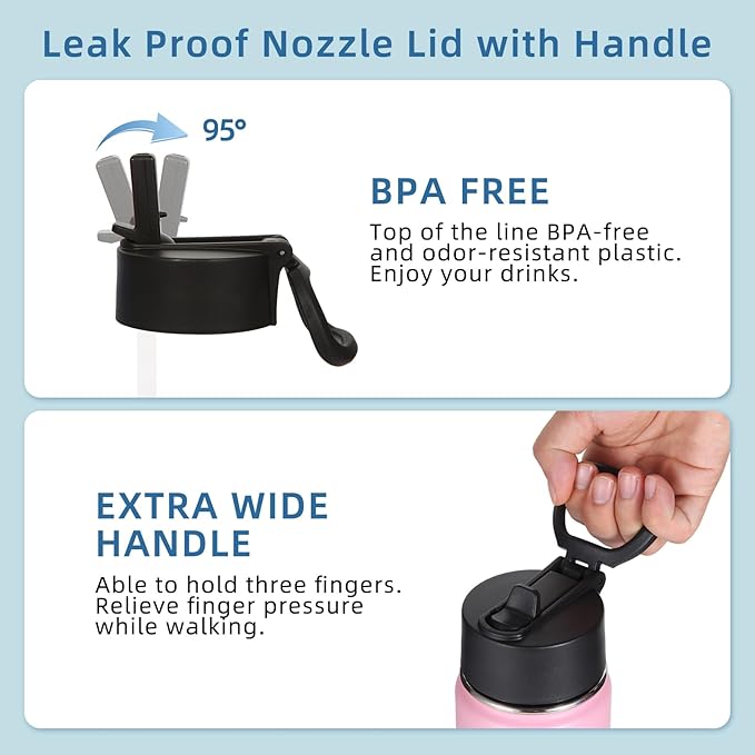 Volhoply 16 OZ Kids Water Bottle Bulk 4 Pack,Insulated Sports Bottles with Straw Lid,Stainless Steel Bottle with Handle Keep Cold & Hot,Double Wall Vacuum Tumbler Cups for School,Girls(Pink, 4)