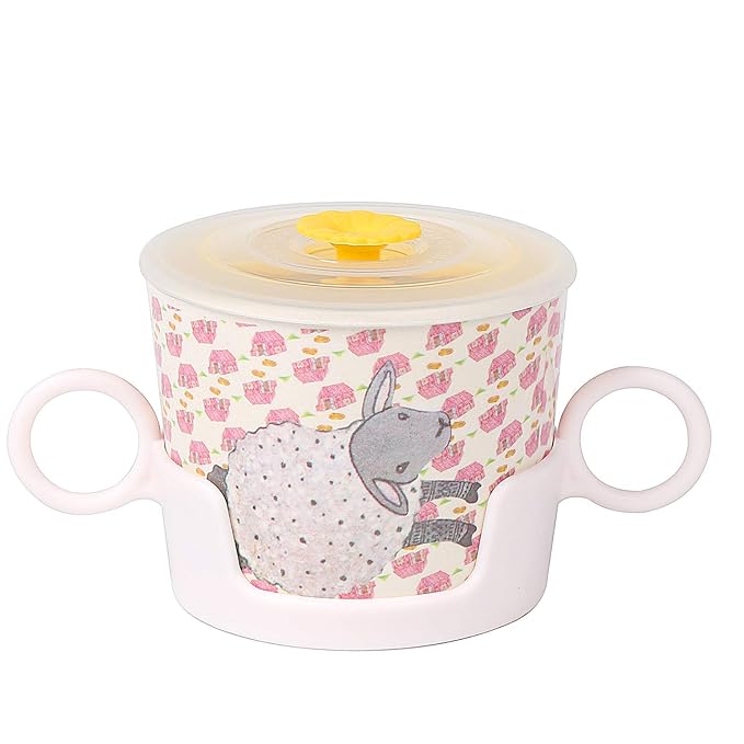 shopwithgreen 7Pcs/Set Bamboo Kids Dinnerware Set - Children Dishes - Food Plate Bowl Cup Spoon Fork Set Dishware, Cartoon Tableware, Dishwasher Safe Kids Healthy Mealtime, BPA Free