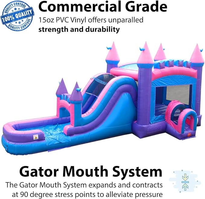 TentandTable Inflatable Bounce House Water Slide for Kids 5-12 Large, Commercial Grade Mega Bouncy Castle for Adults, Jump House, Includes Electric Air Blower, 32' L x 16' W x 15' H, Pink