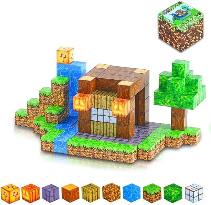 Magnetic Blocks 125PCS 0.8 inch Magnet Toys for Kids Magnetic Cubes Building Set 4 inch Cube Box Packaging STEM Toys for Boys & Girls 3 4 5 6 7 8 9 10